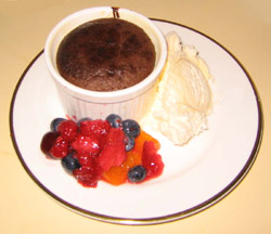 Mint Chocolate Molten Cakes served with Fruit Compote and Ice-Cream